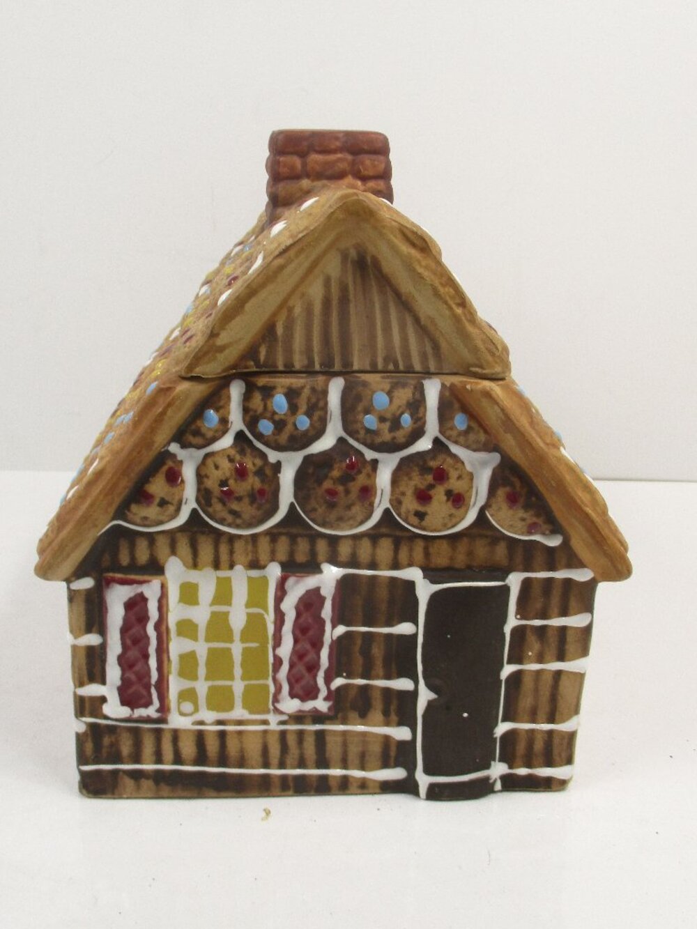 Vintage Holiday Kitchen Gingerbread Ceramic Cookie Jar 6.5"x6.5" x7"